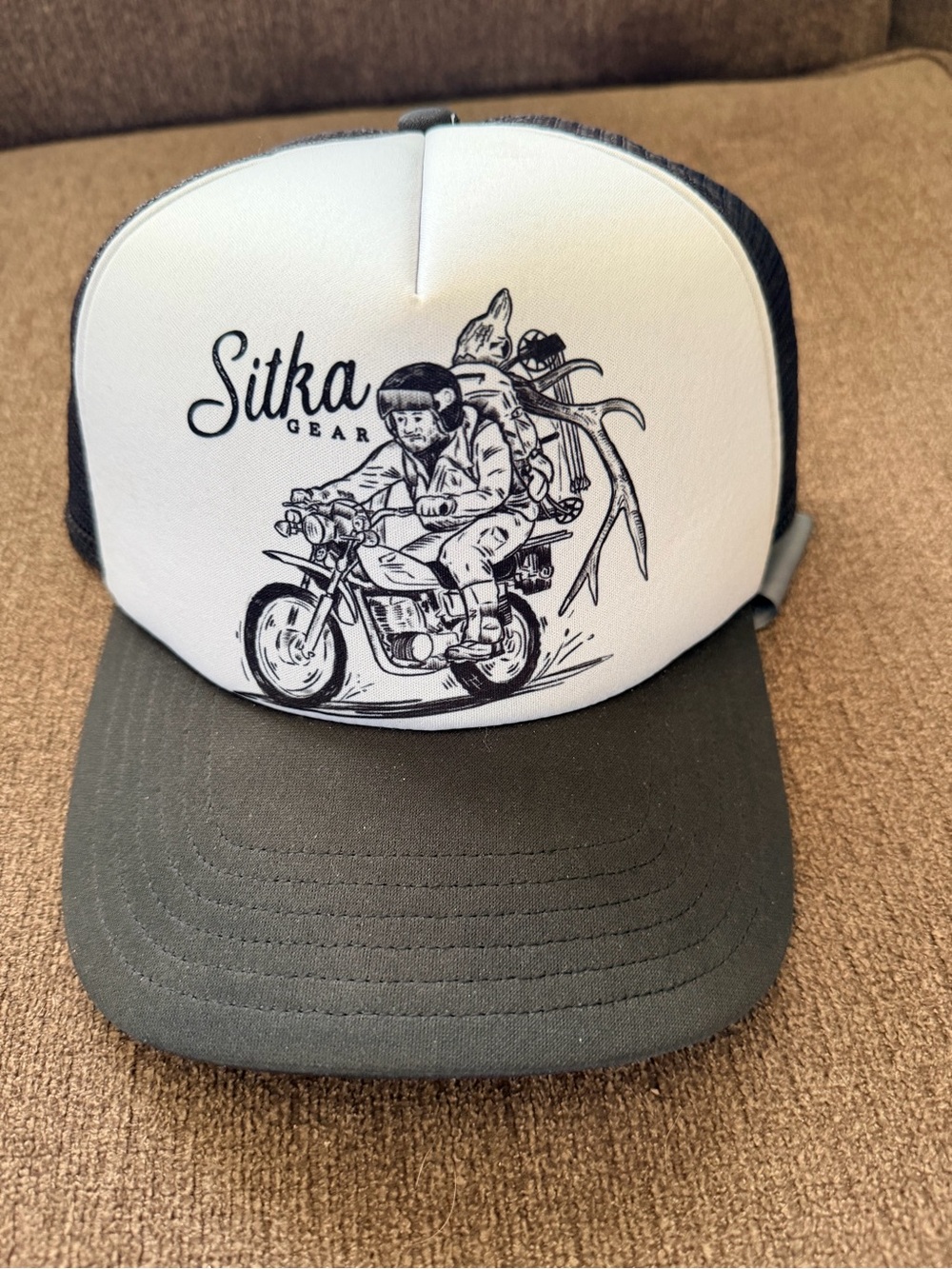 Sitka Gear Men's Trucker Hat - White Front with Black Brim